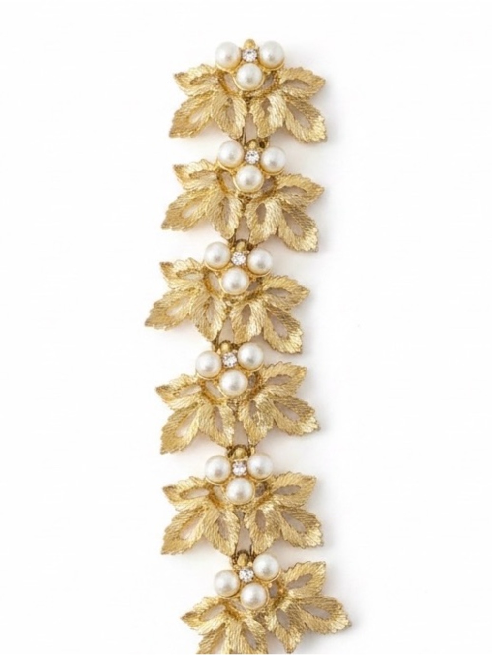 Judy Lee Vintage Gold and Cream Floral Pattern Bracelet